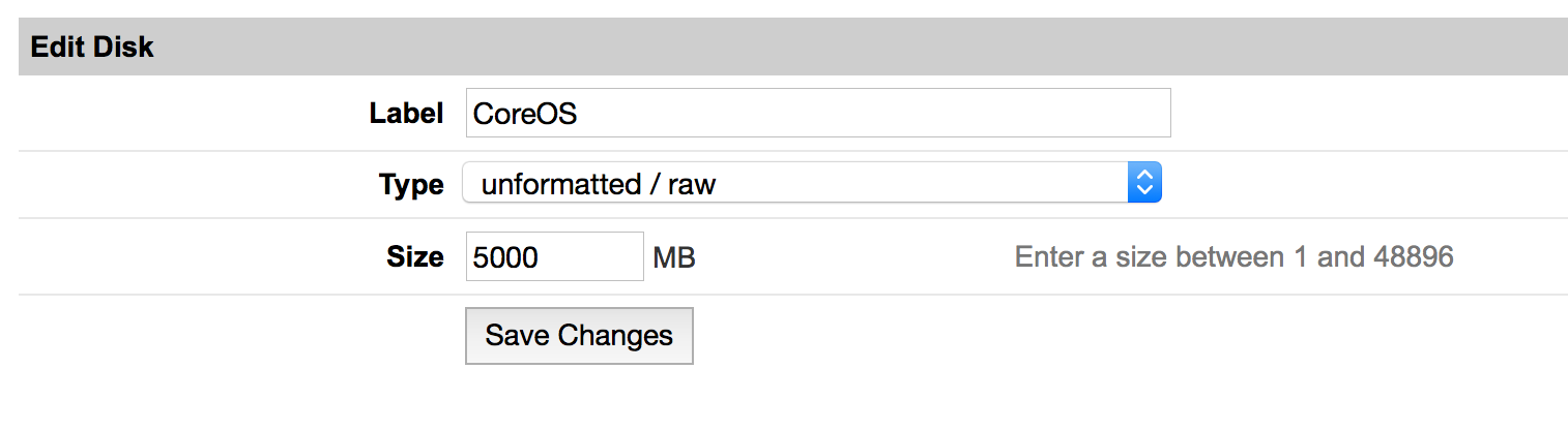 Specify disk name and size